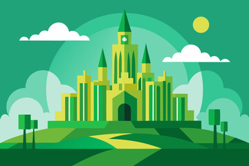 Emerald City Fantasy Vector Illustration