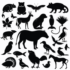 Fototapeta premium Silhouette Animal Collection: Diverse Wildlife Art Prints