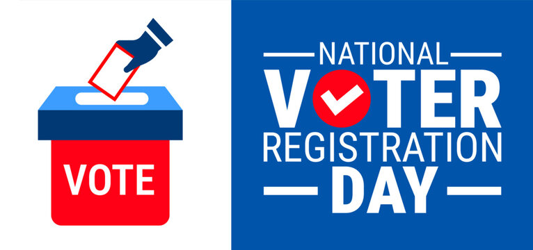 National Voter registration day background, banner, card or poster design template is observed every year during September, to raise awareness about the mission. Vector illustration. - Powered by Adobe