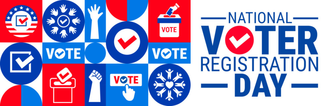 National Voter registration day Geometric shape pattern background, banner, card or poster design template is observed every year during September, to raise awareness about the mission. Vector