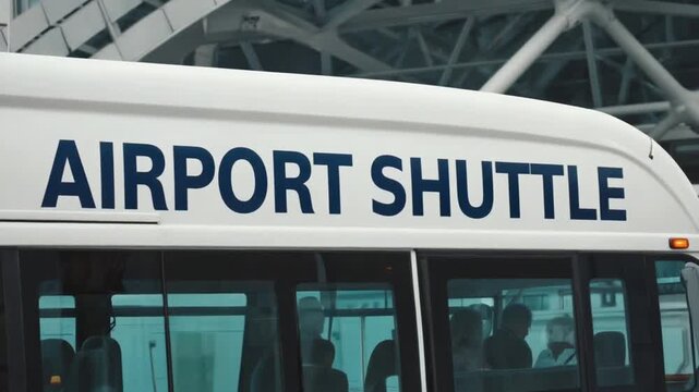 Airport shuttle bus.