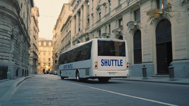 Airport shuttle bus.