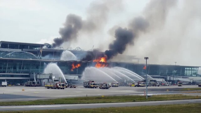 Fire at an airport.