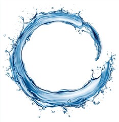 Dynamic splash of water forming a circular shape, symbolizing purity and refreshment.