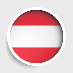 Obraz premium Flag of Austria, round icon with shadow, national symbol