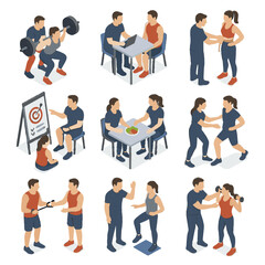 Fototapeta premium Planning assisting measurements personal icons coaching training test band form icon mobility
