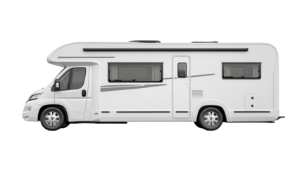 White Camper Van with Sleek Design for Road Trips and Outdoor Adventures on a Transparent Background