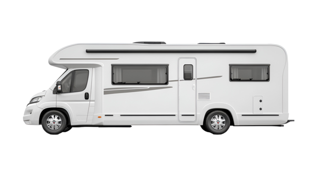 White Camper Van with Sleek Design for Road Trips and Outdoor Adventures on a Transparent Background