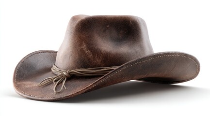 Worn leather cowboy hat (1)