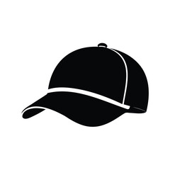 Black baseball cap with white stripe silhouette on a white background