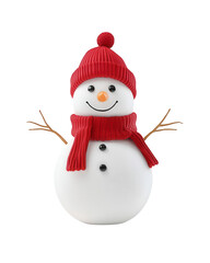 Cheerful snowman wearing a cozy red hat and scarf, ready for winter fun and holiday celebrations