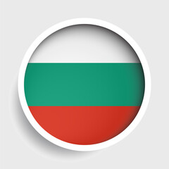 Flag of Bulgaria, round icon with shadow, national symbol