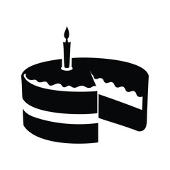 Minimalist depiction of a layered birthday cake with a lit candle
