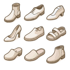 Fototapeta premium Mold clog footwear sole isometric ankle sneaker base outline icon leather icons