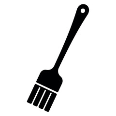 Illustration showing a black icon of kitchen utensils with a handle on a white background