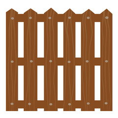 Vector illustration of wooden fence with brown wooden planks and natural wood texture. Simple wooden fence clip art, suitable for garden design.