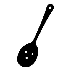Illustration showing a black icon of kitchen utensils with a handle on a white background