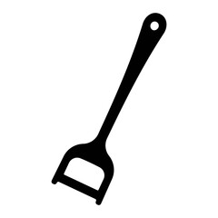 Illustration showing a black icon of kitchen utensils with a handle on a white background