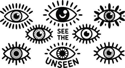 Mystical eyes and inspirational quotes collection