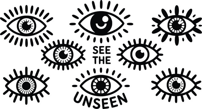 Mystical eyes and inspirational quotes collection