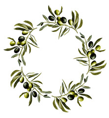Botanical Frame of Olive Branches