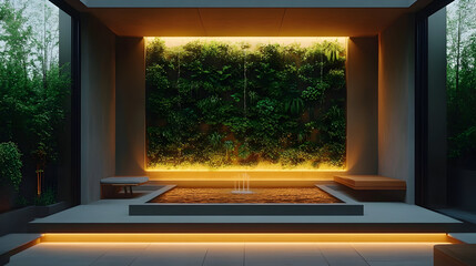 Indoor garden water feature modern architectural design