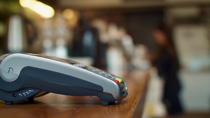 Contactless Credit Card Payment at Point of Sale Terminal. - Powered by Adobe