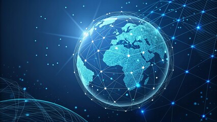 Digital blue global network connecting continents