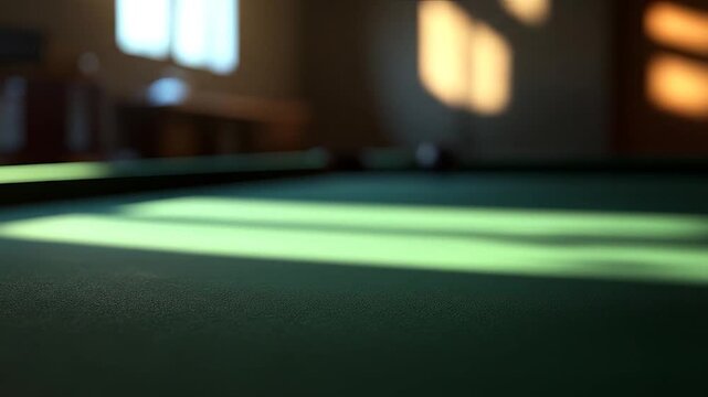Eight Ball on Pool Table with Sunlight. - Powered by Adobe