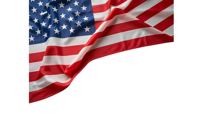 Obraz premium Waving American Flag isolated on transparent background – Close-Up of Stars and Stripes Symbolizing Patriotism and National Pride