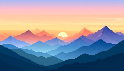 Obraz premium Mountain sunrise panorama