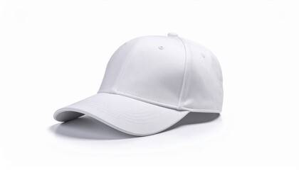Fototapeta premium Minimalistic White Baseball Cap with a Complementary White Vise on a Clean Neutral Background Display