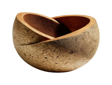 Artistic wooden sculpture creative product minimalism isolated on transparent background, png - Powered by Adobe