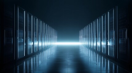 Fototapeta premium Server Room With Light Horizon – Conceptual Digital Gateway