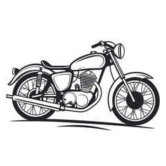 Obraz premium Classic motorcycle isolated on white background, a vintage motorbike for road trips and adventures, a symbol of freedom and speed