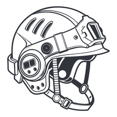 Illustration of a futuristic safety helmet isolated on white background for protection during sports, construction, and other activities