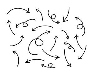 Set of vector arrows symbol drawing single line