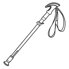Trekking pole vector illustration isolated on white background, perfect for outdoor adventure and fitness activities, a reliable companion for hiking and travel