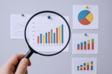 Analyzing Business Data with Magnifying Glass: Charts and Graphs for Market Research and Financial Analysis