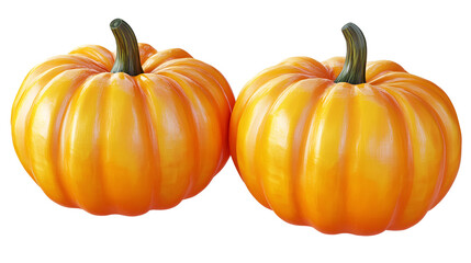Obraz premium Pair of Orange Pumpkins Side by Side on a Transparent Background Representing Fall Season and Culinary Use
