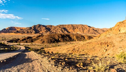 Naklejka premium Desert landscape with winding road