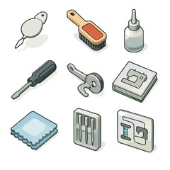 Lint vector icons oiling sewing icon tool diagram tester bobbin threader needle