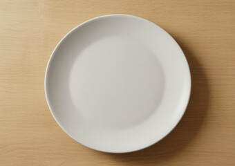 White Matte Dinner Plate on Light Wooden Surface