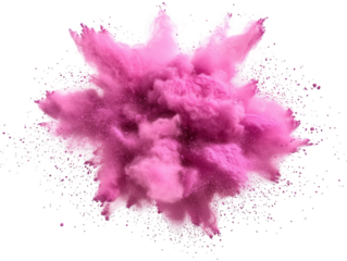 Vibrant pink powder explosion creating dynamic abstract art with swirling particles for energetic design