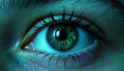 Naklejka premium Close-up eye captured in detail studio macro photography dramatic lighting artistic perspective visual exploration