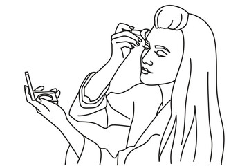 Girl Doing Herself Makeup Brush