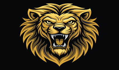 Obraz premium Roaring lion head vector illustration with a tribal tattoo design