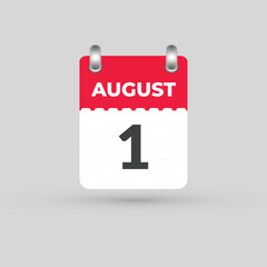August 1 calendar Date Month icon