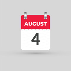August 4 calendar Date Month icon