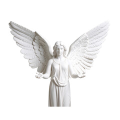 White angel statue angel isolated on a transparent background